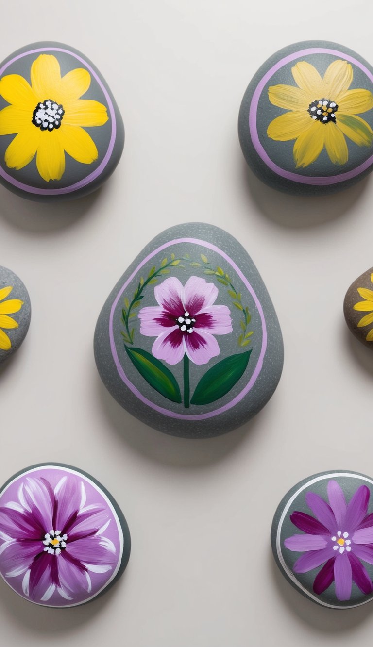 Rock Spring Flower Sign 50 Beautiful Flower Painted Rock Ideas for Creative Crafts: Blooming ...