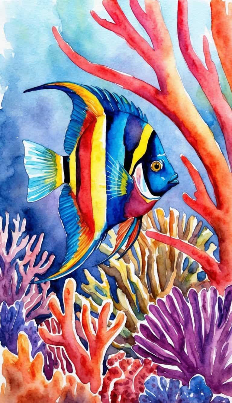 A colorful parrotfish swimming among vibrant coral reefs
