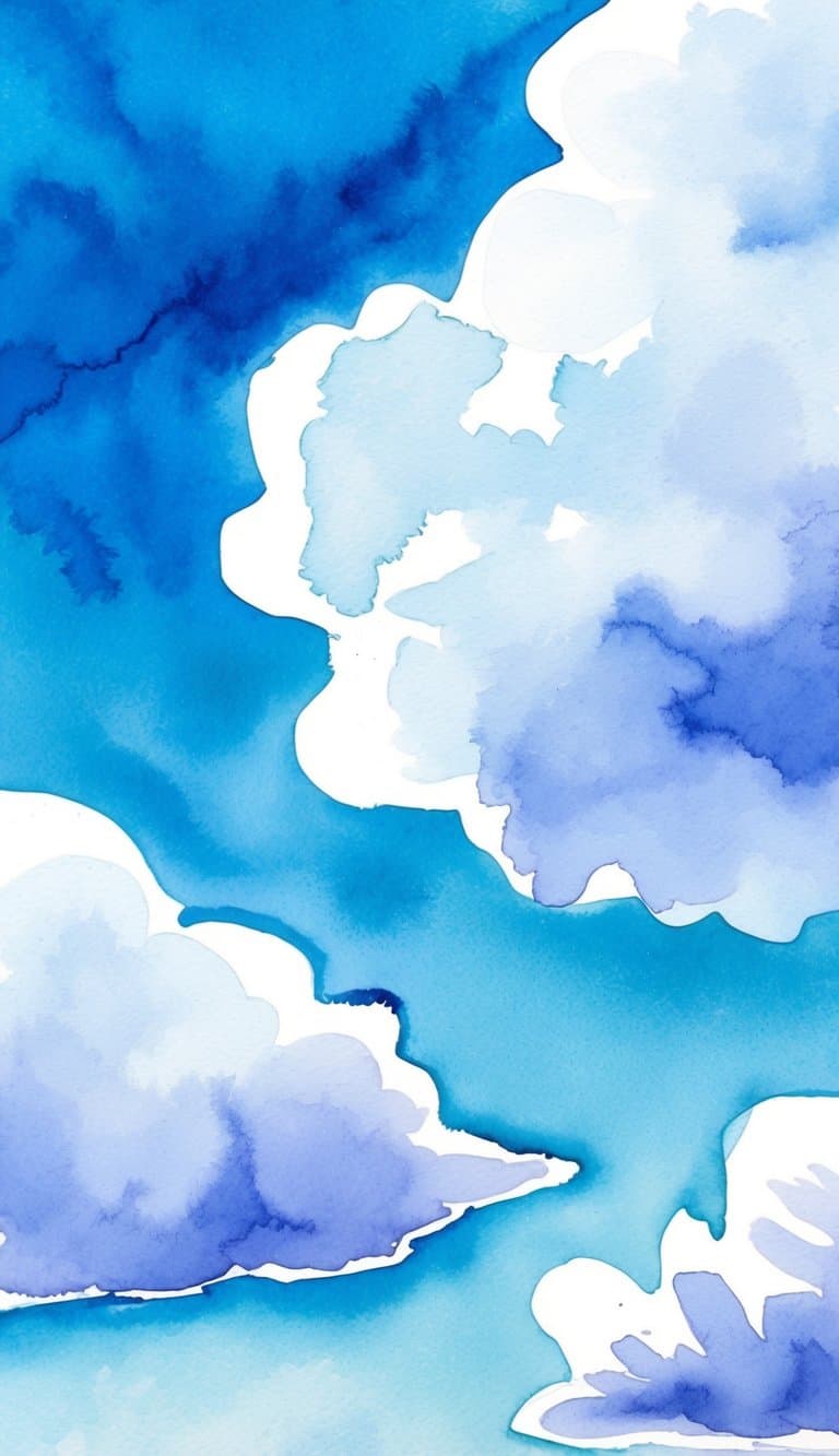 A bright blue sky with fluffy white clouds, perfect for iPhone wallpapers