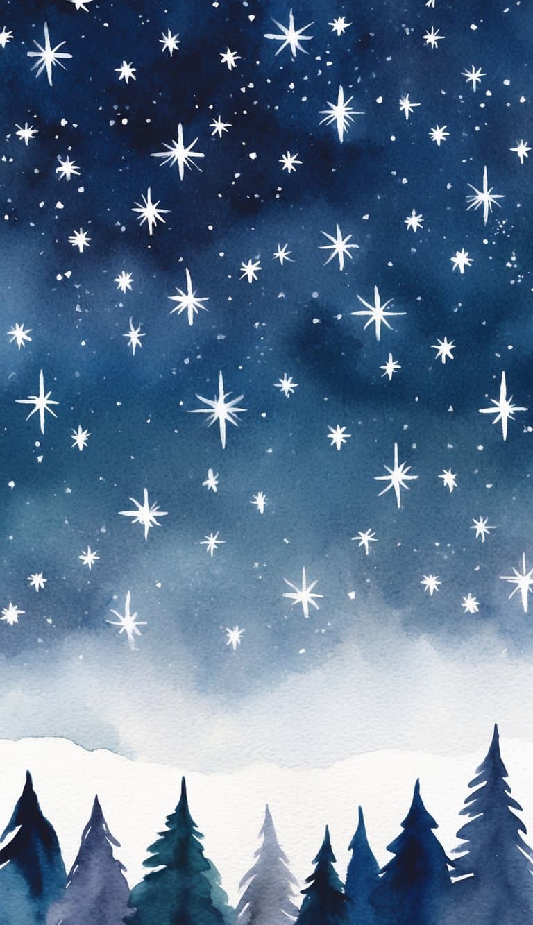 A tranquil night sky filled with 50 shimmering stars, creating a celestial backdrop for an iPhone wallpaper