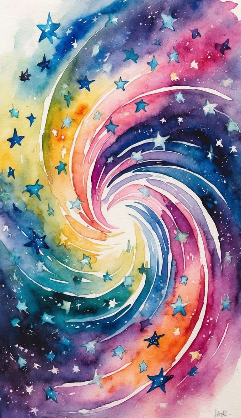 A galaxy of colorful stars swirling in a cosmic dance