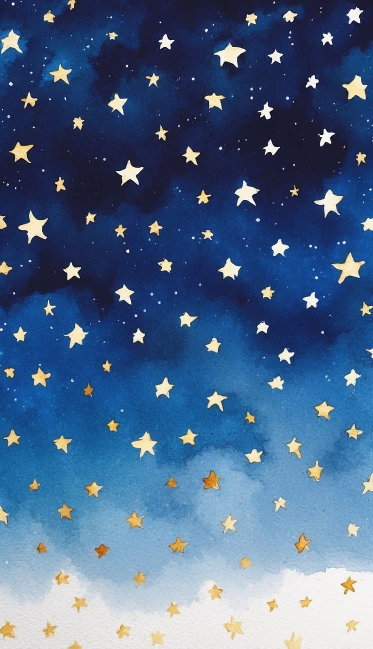 A serene night sky with 50 stars shining brightly, creating a beautiful backdrop for an iPhone wallpaper
