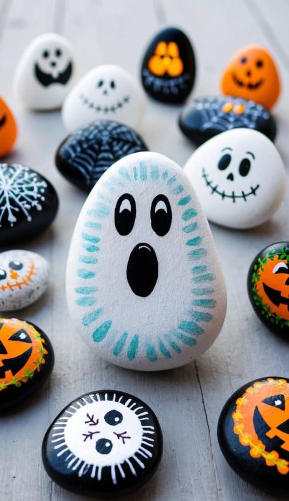 56 Cute Ghost Painted Rock Ideas for Easy Halloween Fun