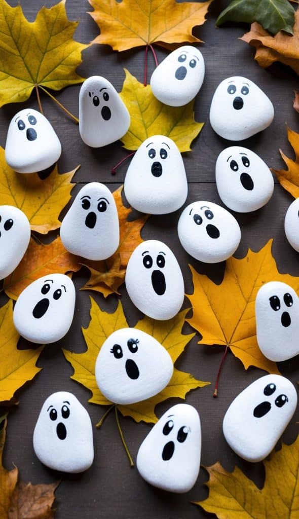 56 Cute Ghost Painted Rock Ideas for Easy Halloween Fun