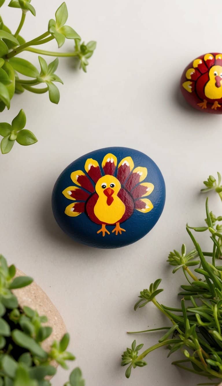 Miniature turkey rocks scattered among fairy garden plants