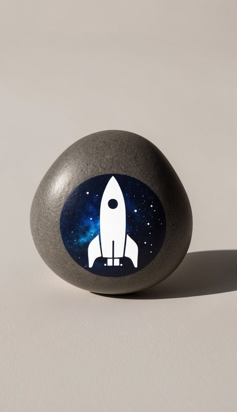 A space capsule silhouette against a cosmic backdrop