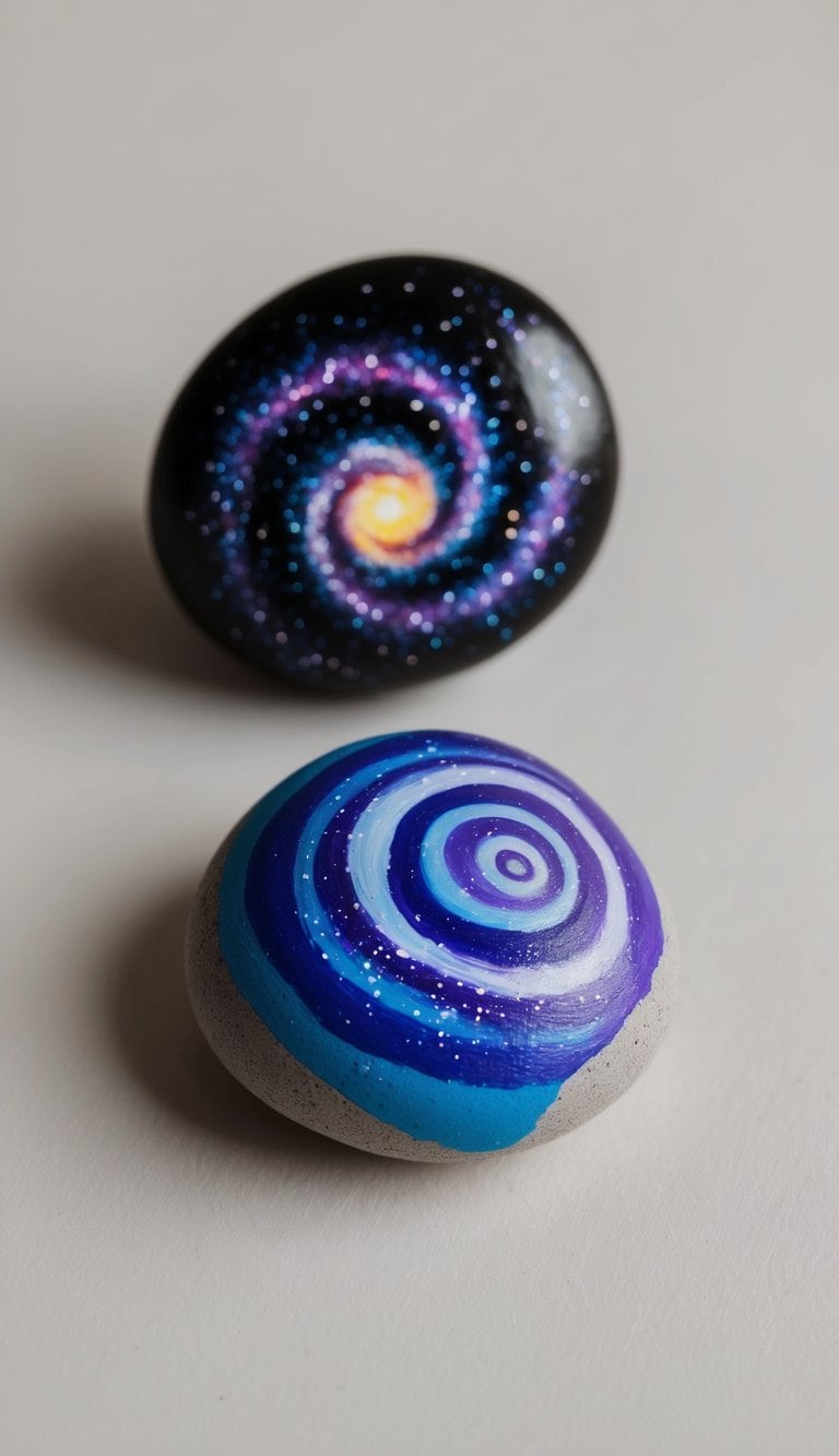 A swirling galaxy with colorful spiral arms and sparkling stars against a dark cosmic backdrop