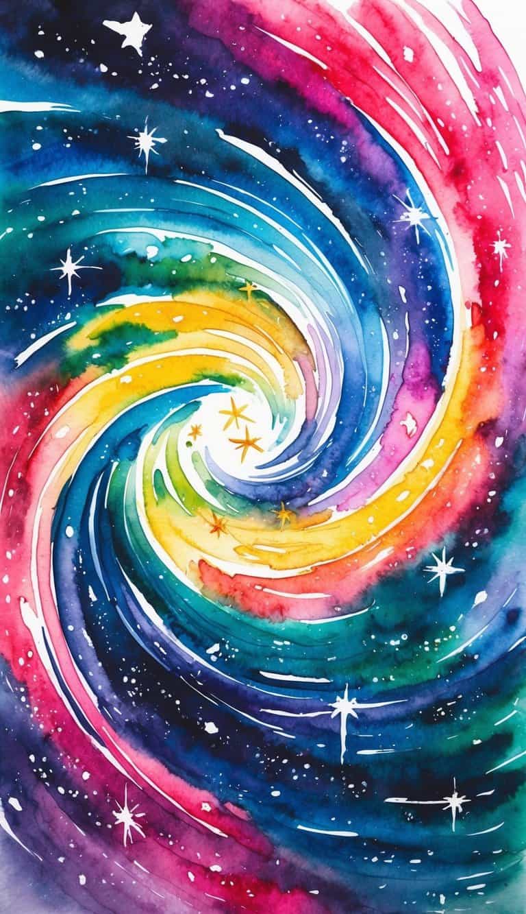 A swirling galaxy of vibrant colors and stars, stretching across the vast expanse of space