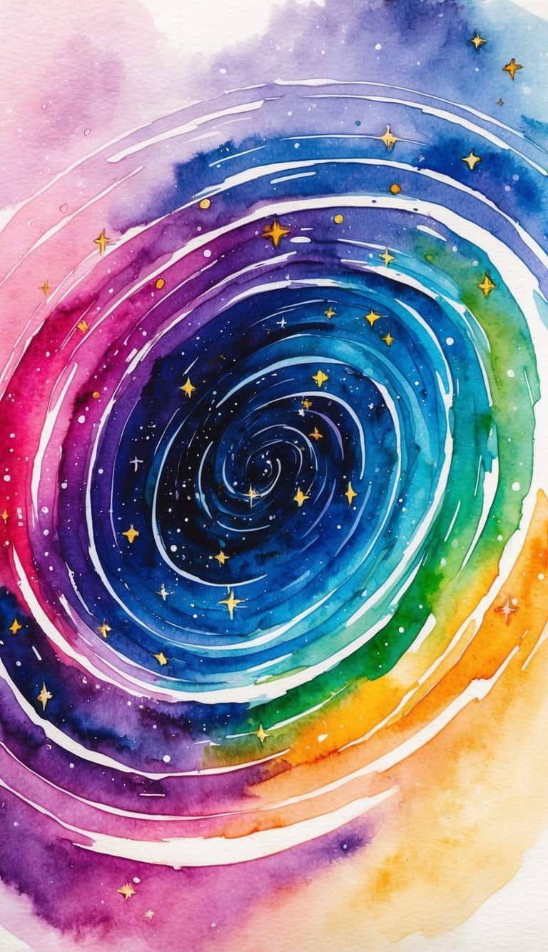 A swirling galaxy of vibrant colors and twinkling stars, stretching out into the infinite expanse of space