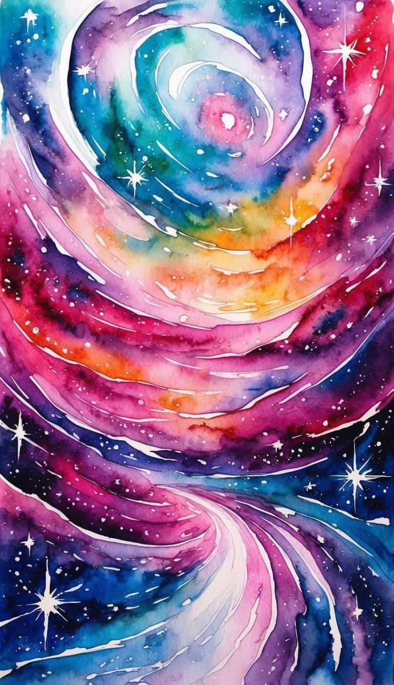 A vibrant cosmic landscape with swirling galaxies and stars filling the infinite expanse