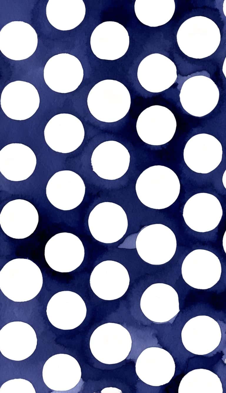 Deep navy watercolor background with consistent white polka dots, creating a soft, inky texture that feels handcrafted and stylish.