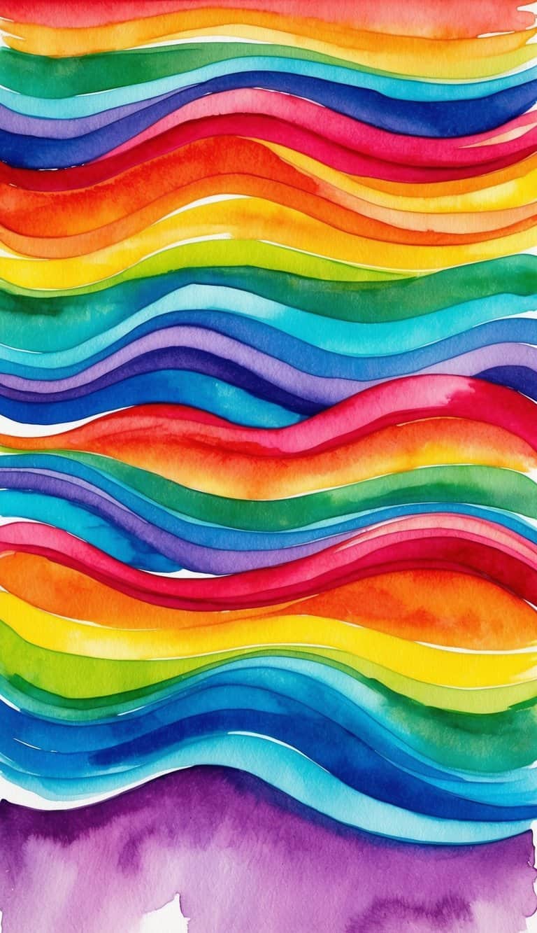 Vibrant waves of color cascading across the screen in a mesmerizing display of rainbow hues