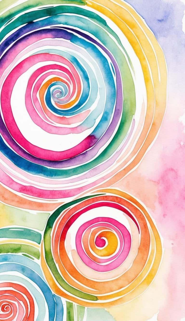 Vibrant rainbow bubblegum swirls against a pastel background
