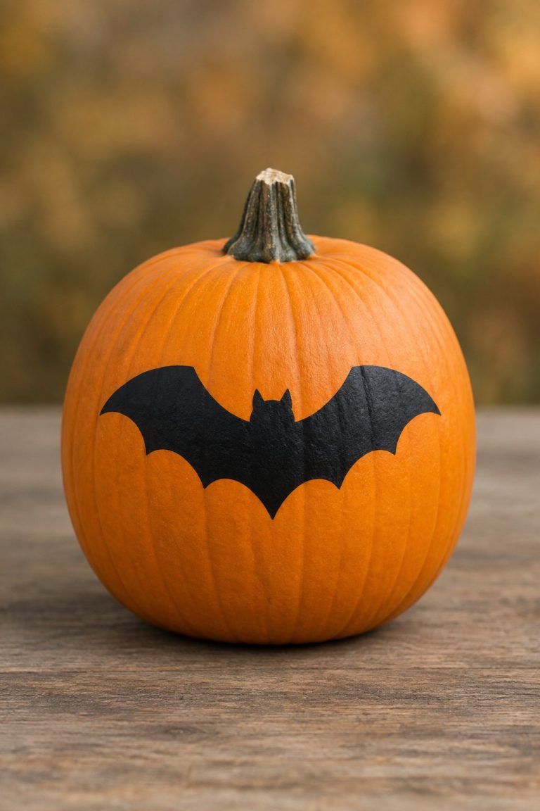 Single Bat Silhouette - bat painted pumpkin