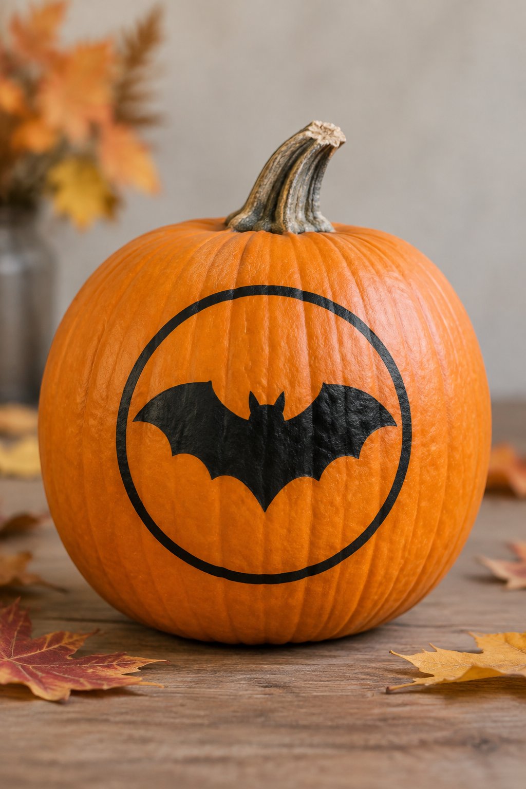 Bat Silhouette Circle - bat painted pumpkin