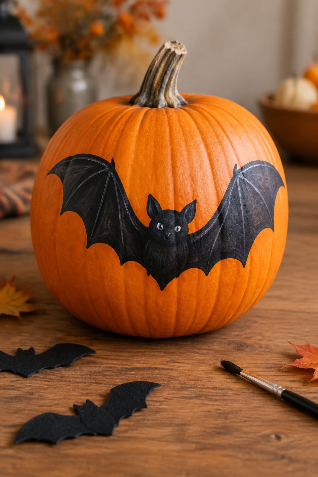 Fluttering Bat Wings - bat painted pumpkin