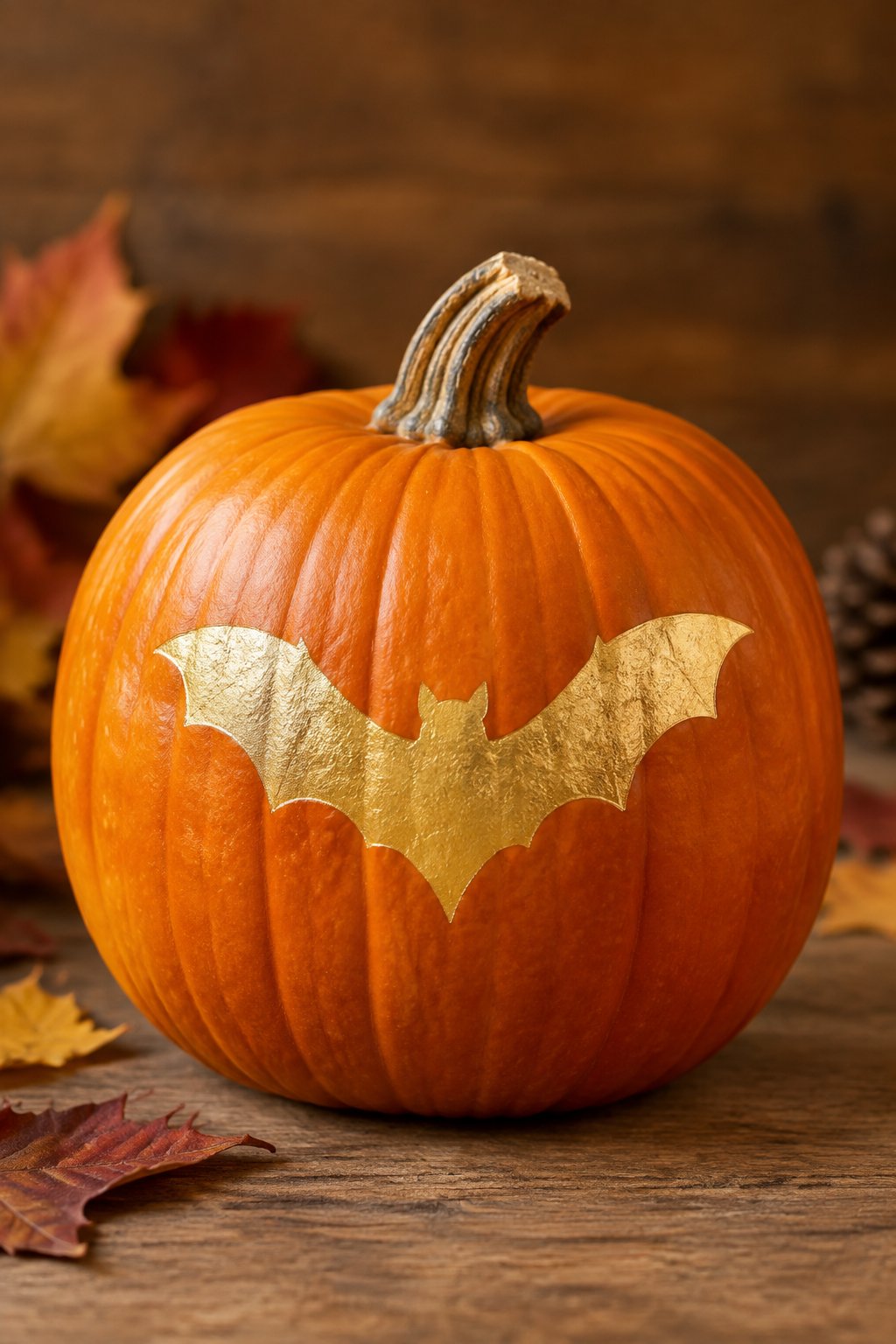 Gold Foil Bat Silhouette - bat painted pumpkin