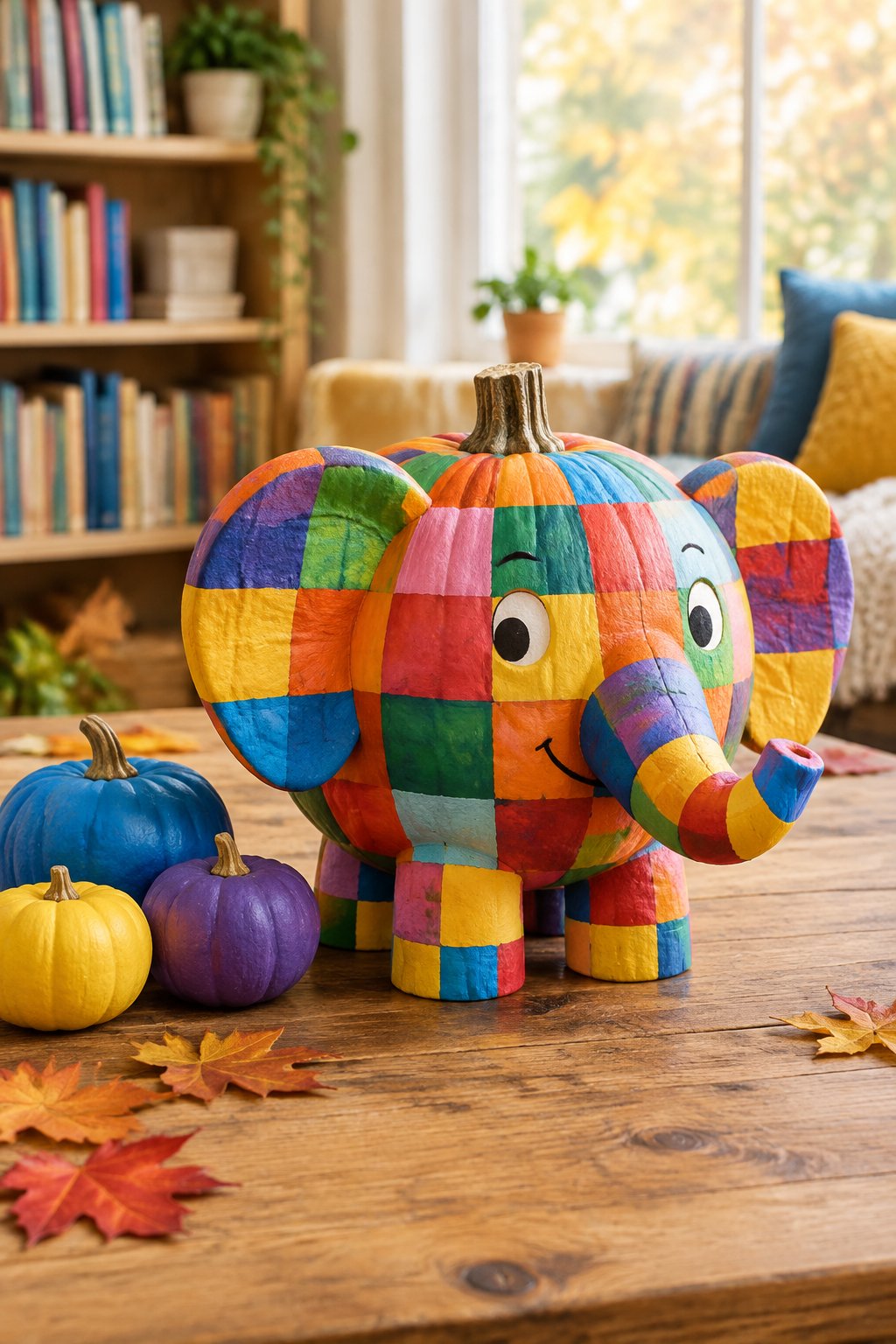 Elmer the Patchwork Elephant - book character pumpkins