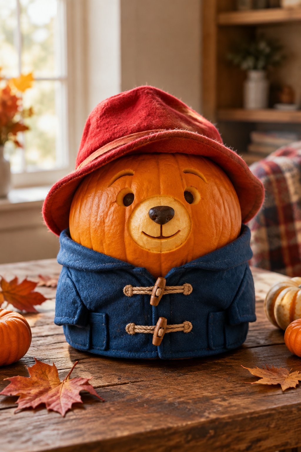 Paddington Bear Pumpkin - book character pumpkins