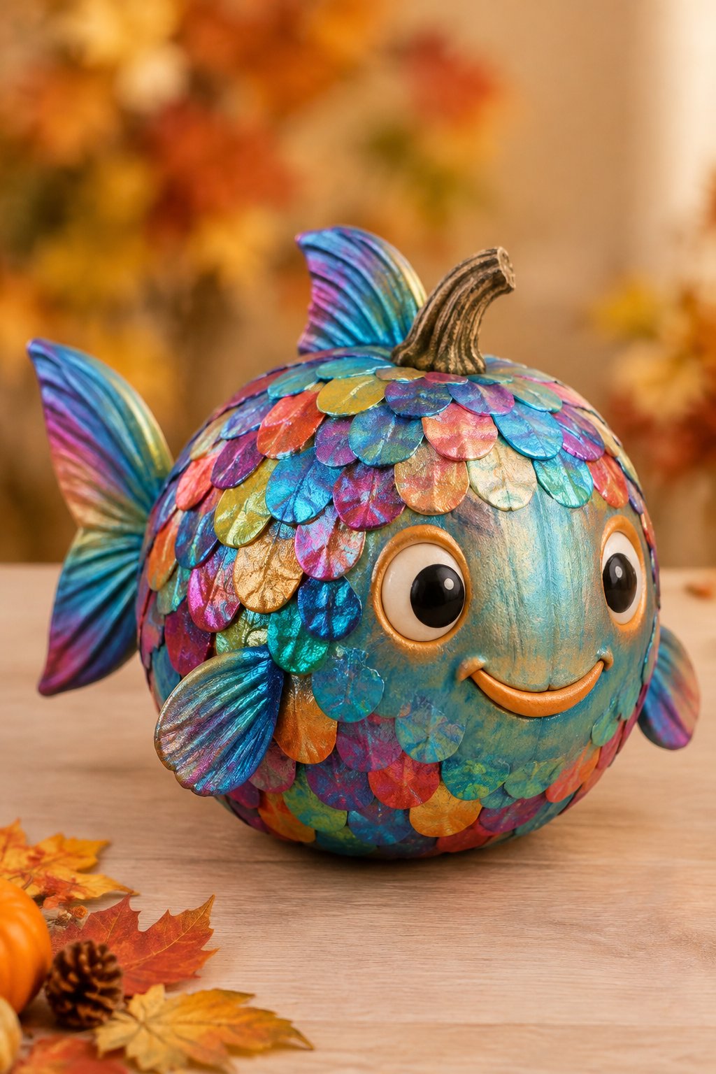 Rainbow Fish Scales Pumpkin - book character pumpkins