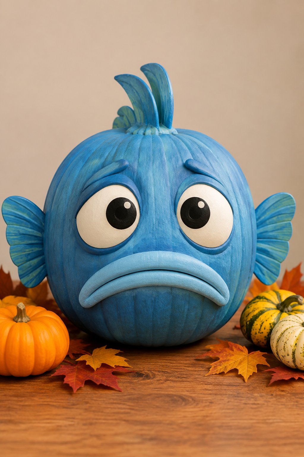 Pout-Pout Fish Pumpkin - book character pumpkins