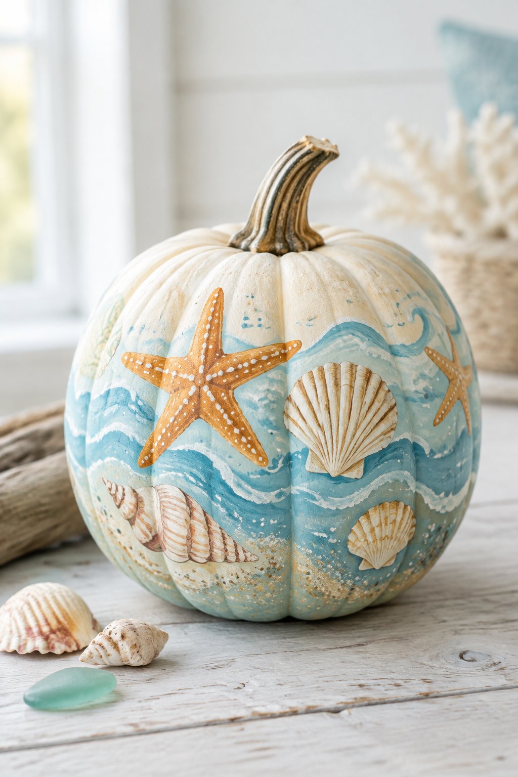 Starfish and Shell Beach Pumpkin - book character pumpkins