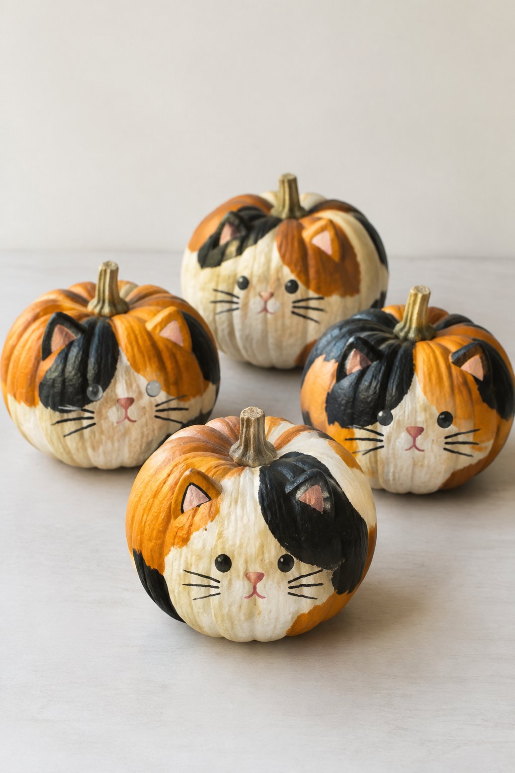 Patchwork Calico Mini Pumpkins - cat pumpkin painting