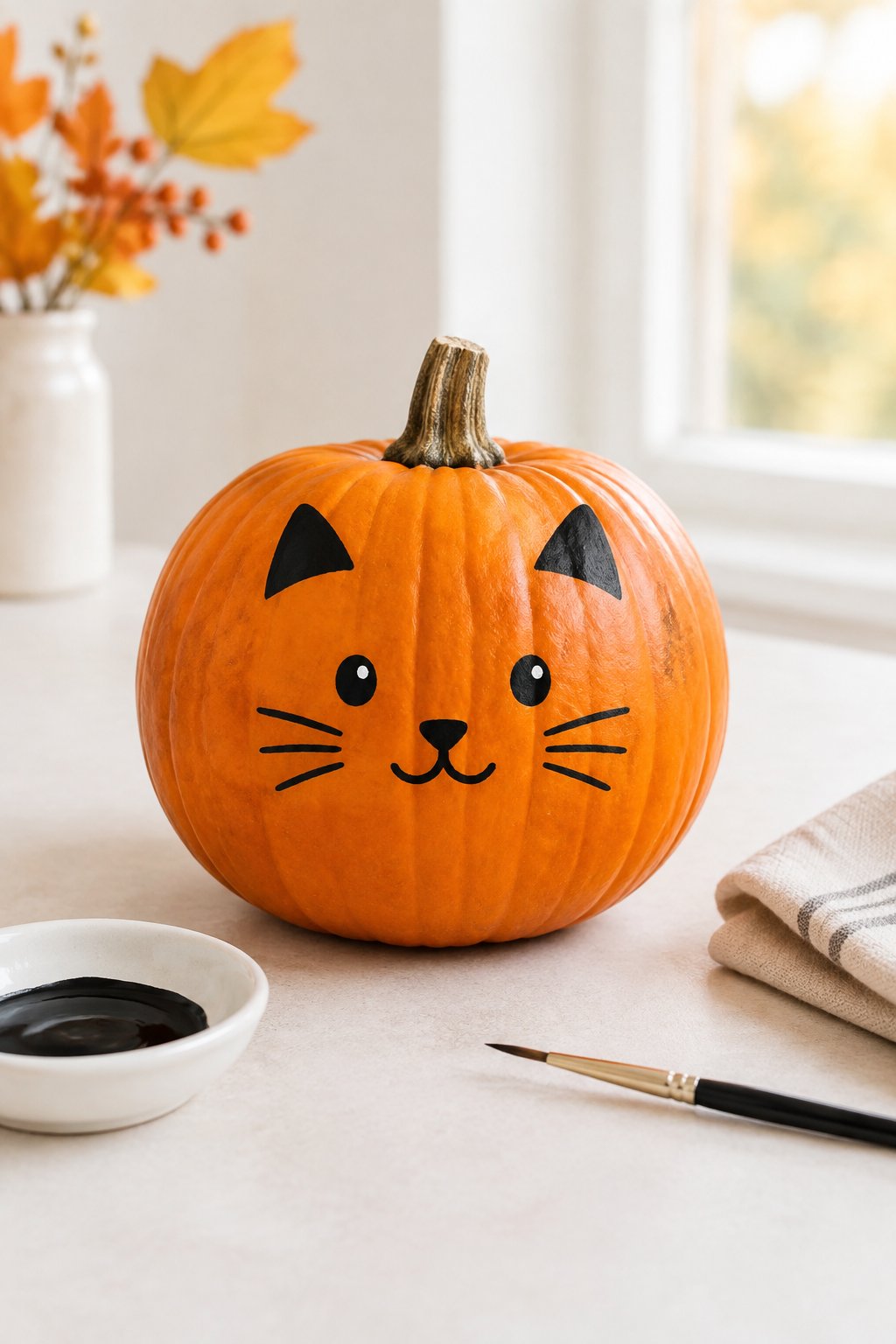 Simple Cat Ear Pumpkin - cat pumpkin painting