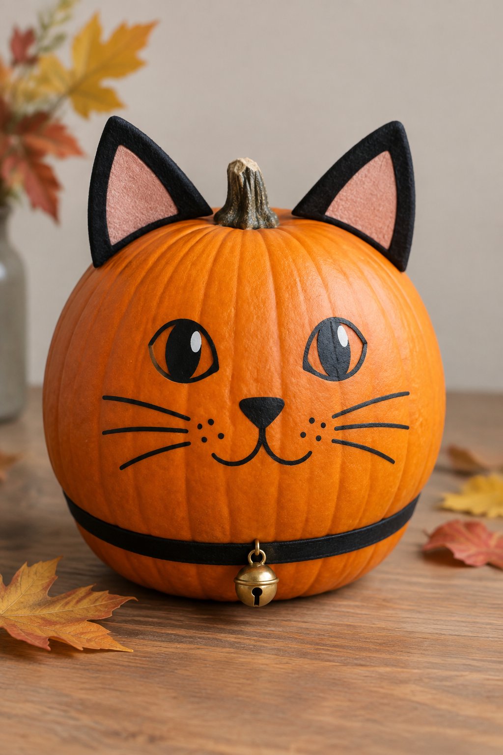 Bell Collar Cat Ear Pumpkin - cat pumpkin painting