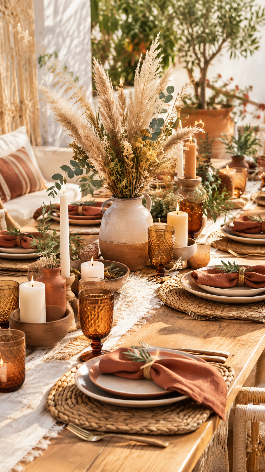 A feather dreamcatcher with natural wood, woven details, and cream-colored feathers hanging at a boho-chic party.