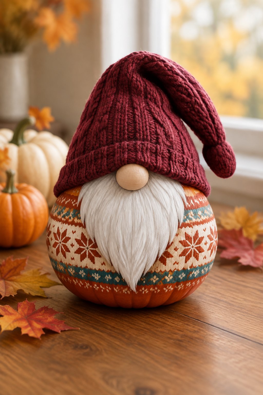 Autumn Sweater Gnome - gnome painted pumpkin