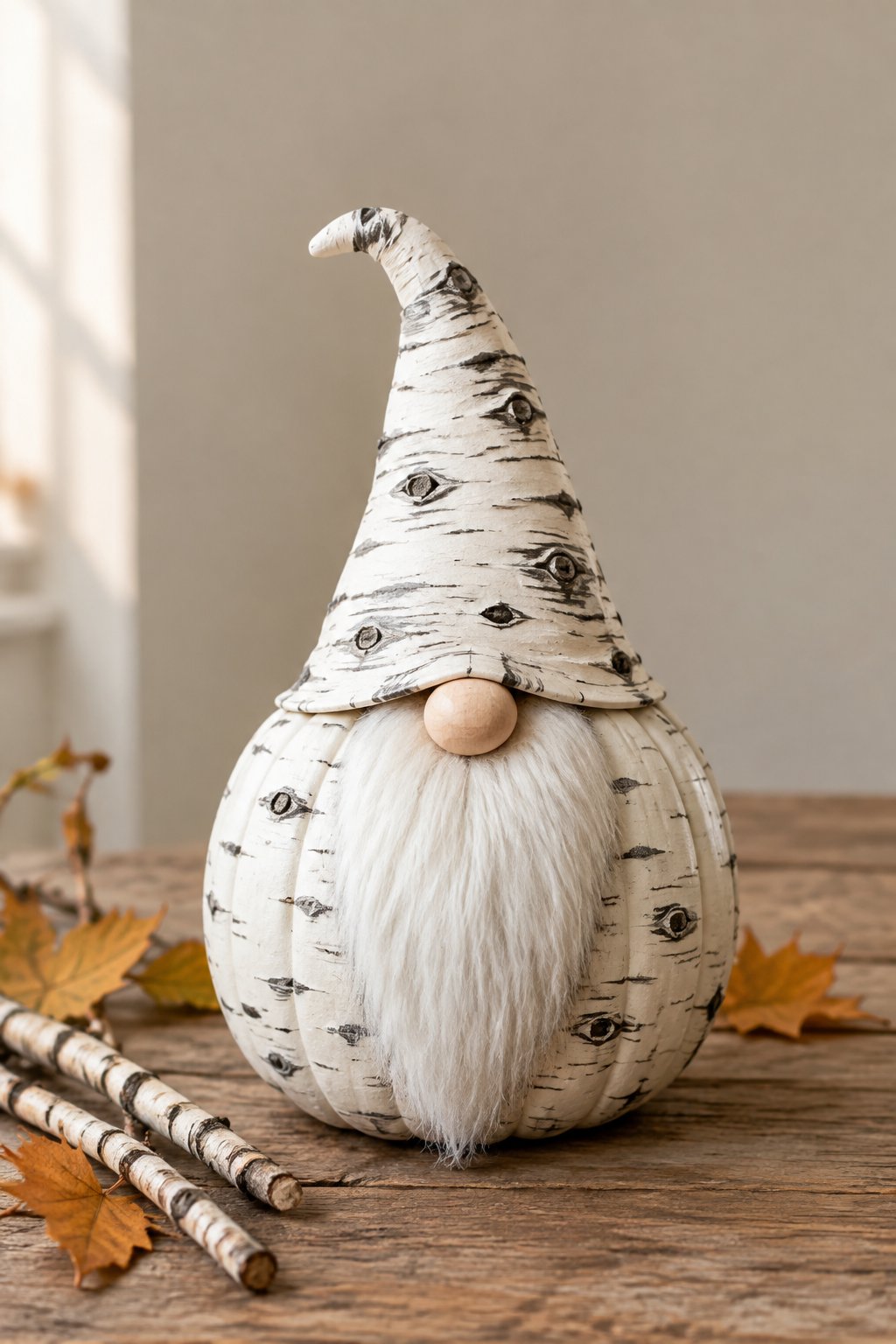 Birch Branch Gnome - gnome painted pumpkin