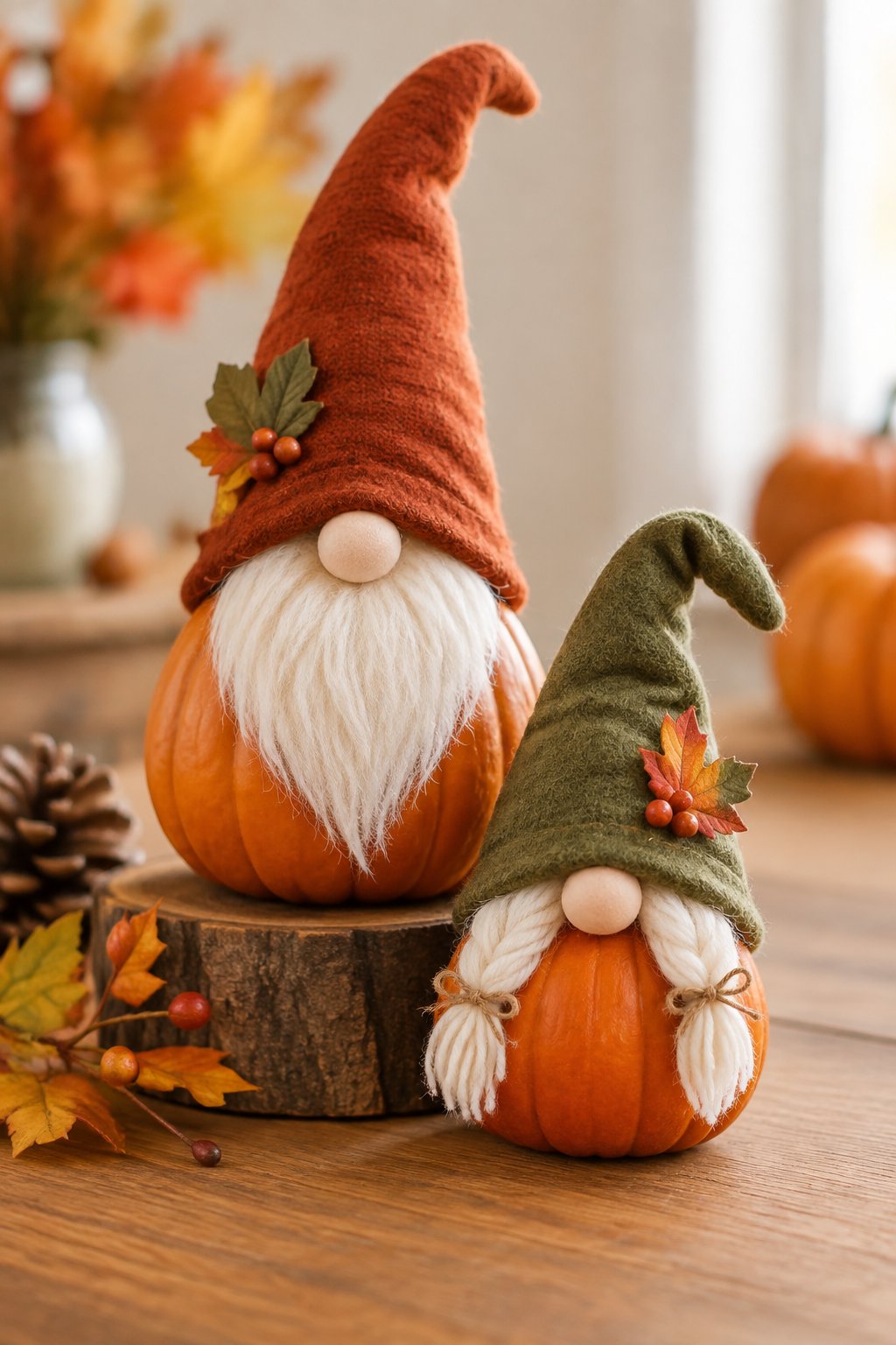 Mini Stack Gnome Duo - gnome painted pumpkin