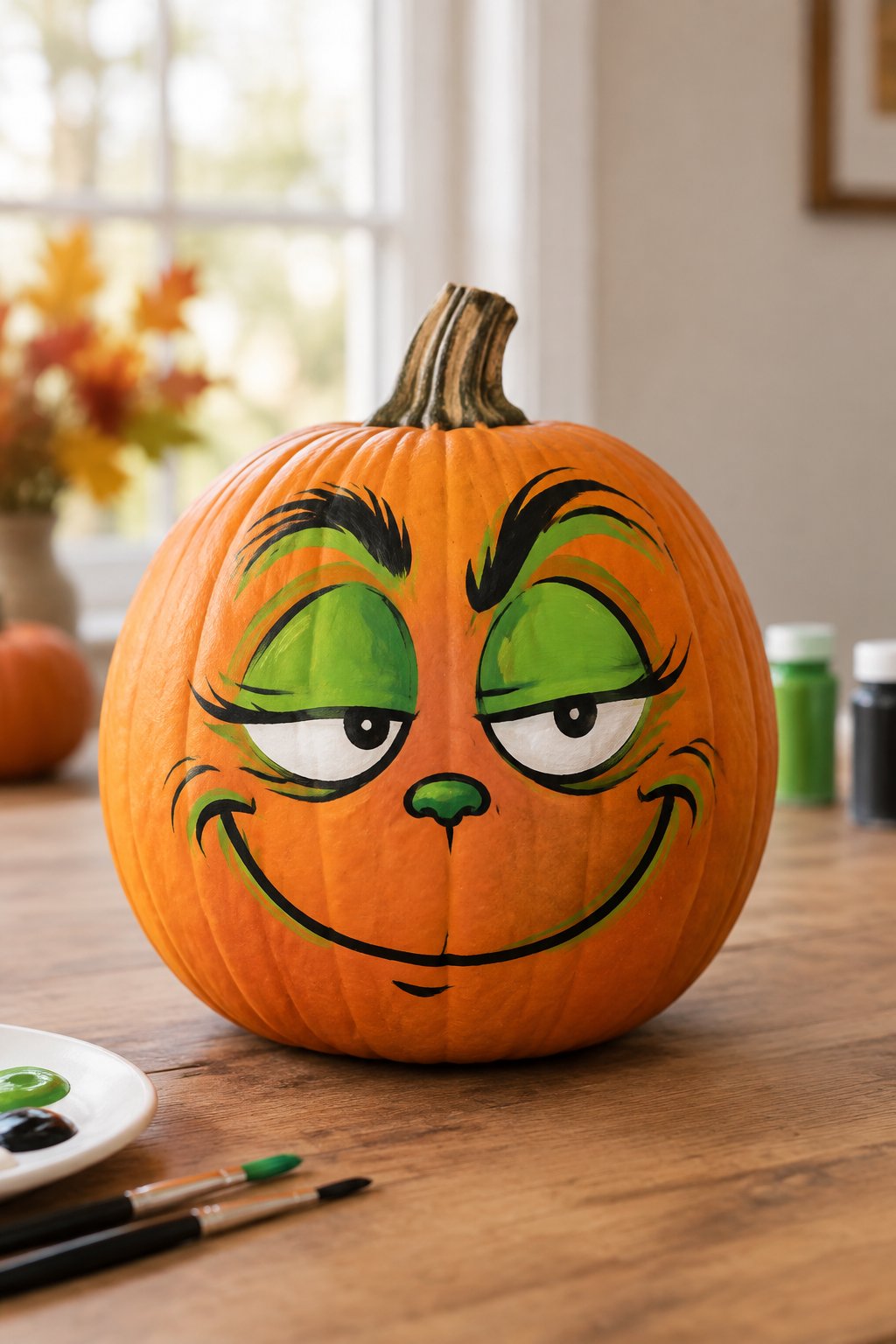 Sleepy Grinch Eyes - grinch pumpkin painting