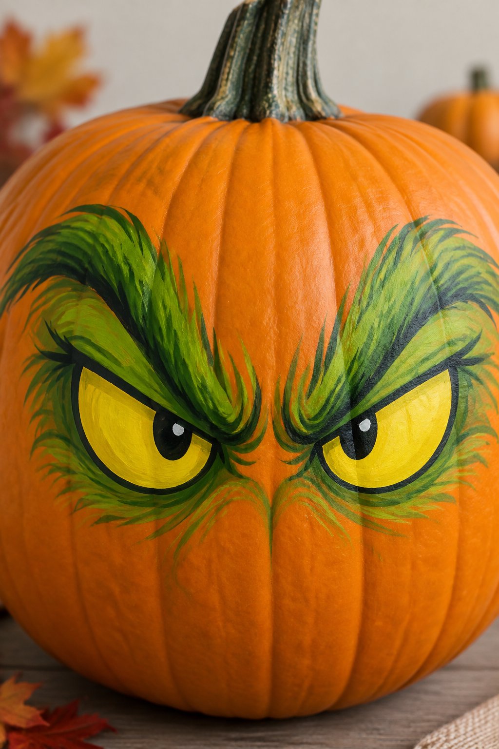 Grinch Peeking Eyes - grinch pumpkin painting