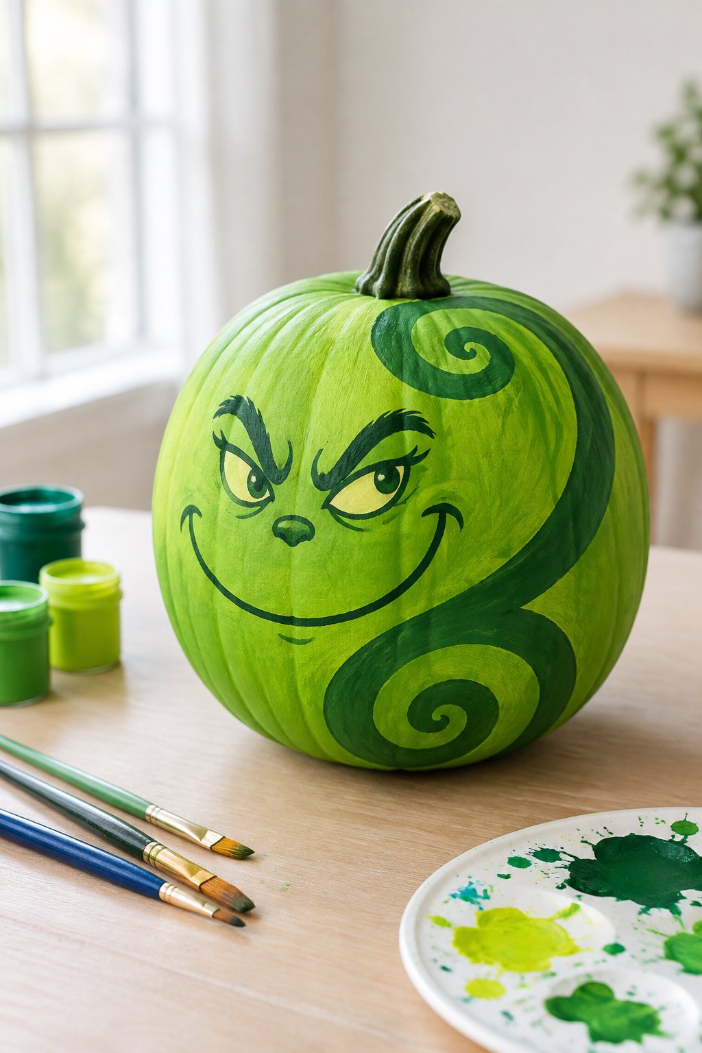 Grinch Green Swirl - grinch pumpkin painting