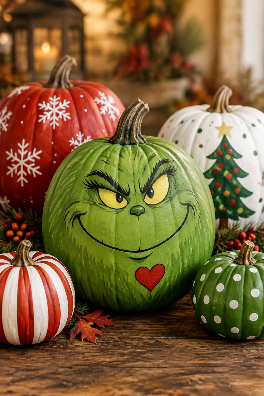 Grinch Heart Grew - grinch pumpkin painting