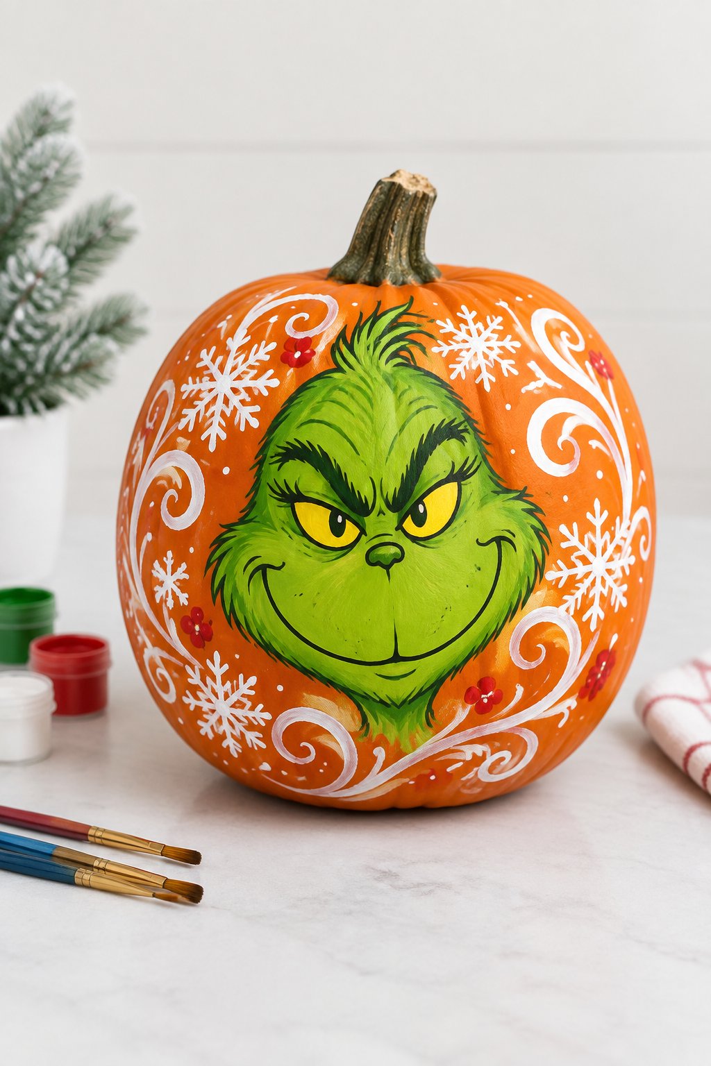 Whoville Snow Swirl - grinch pumpkin painting