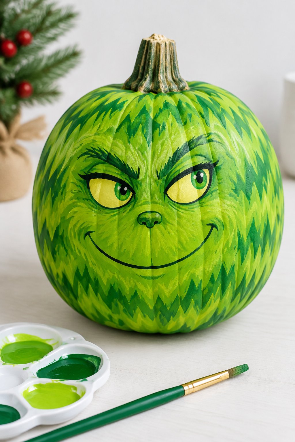 Grinch Zigzag Fur - grinch pumpkin painting