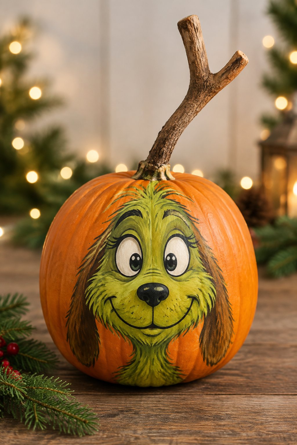 Max With Antler - grinch pumpkin painting