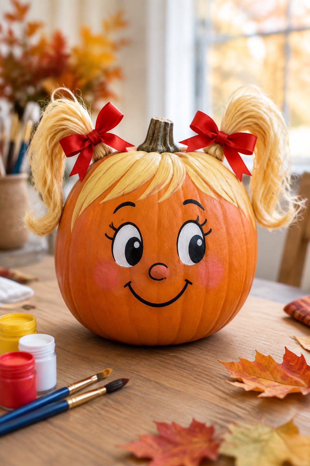 Cindy Lou Pigtails - grinch pumpkin painting