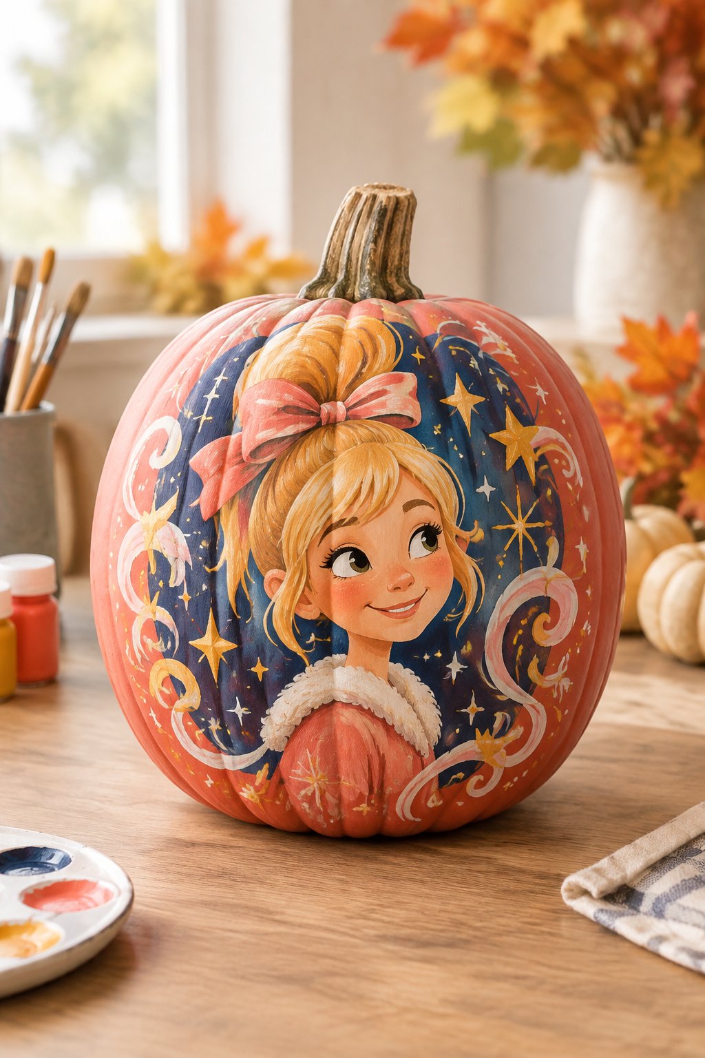 Cindy Lou Star Wonder - grinch pumpkin painting