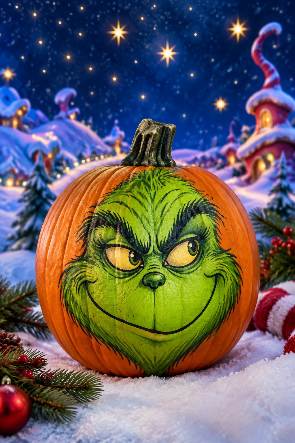 Whoville Star Sky - grinch pumpkin painting