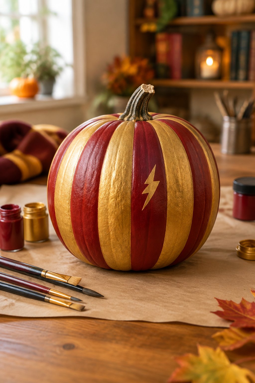 Crimson and Gold Stripes - harry potter pumpkin painting