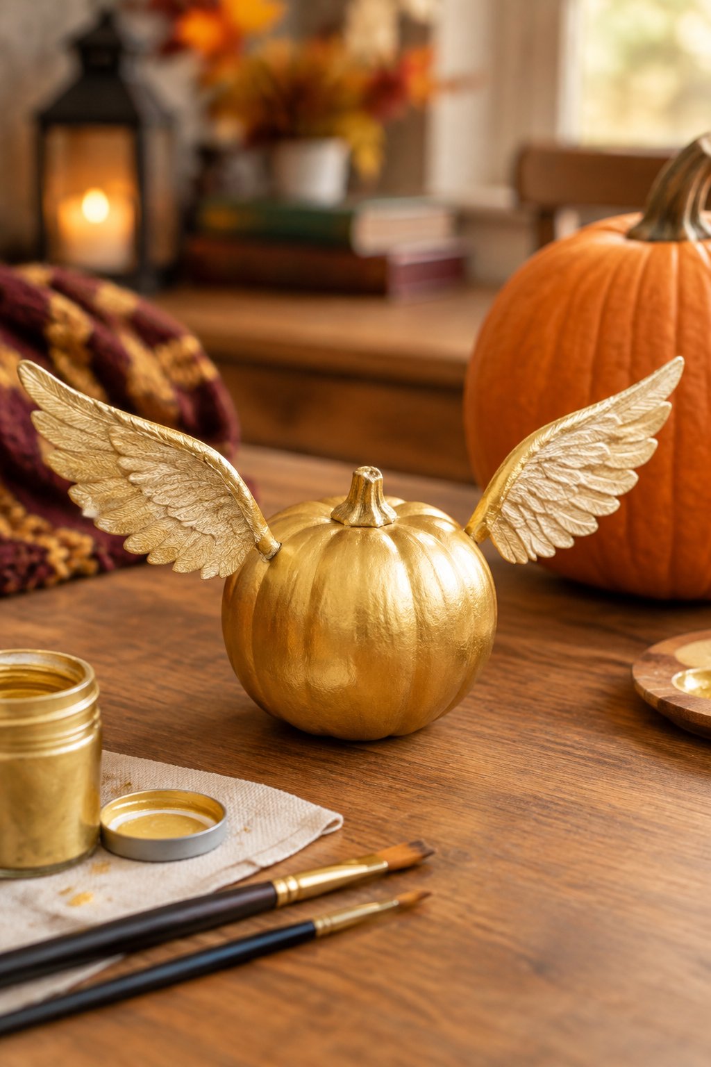 Golden Snitch Sphere - harry potter pumpkin painting