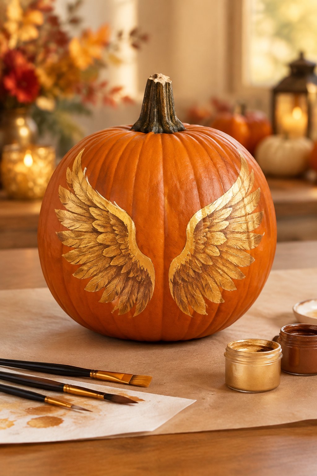 Golden Wing Pair - harry potter pumpkin painting