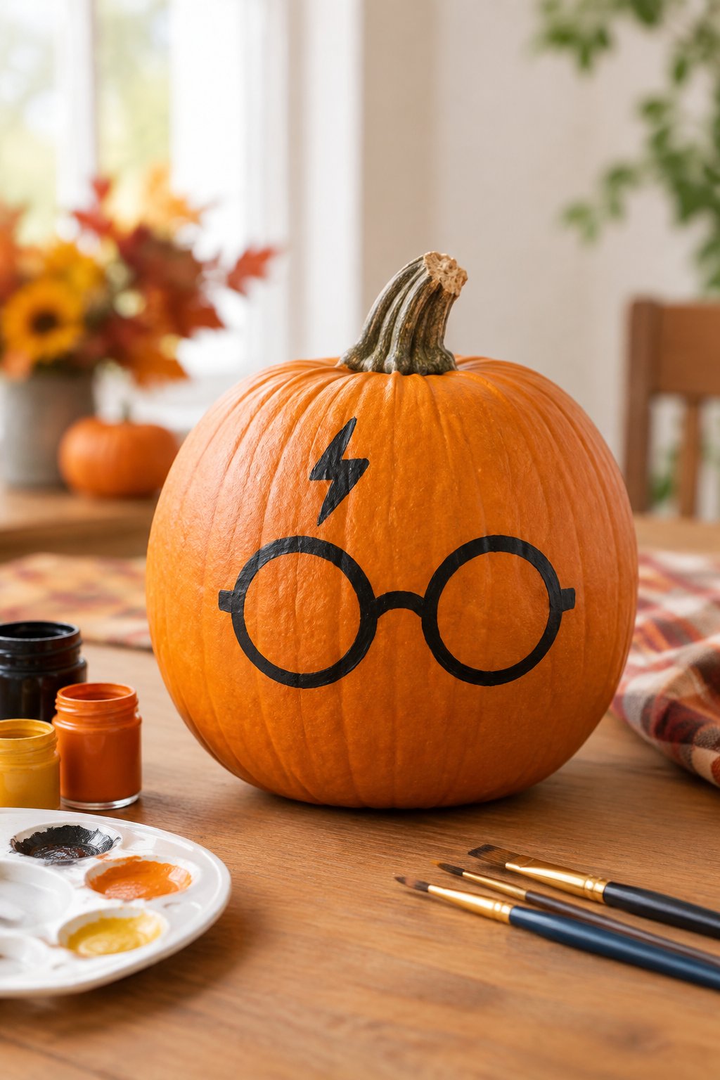 Round Glasses and Scar - harry potter pumpkin painting