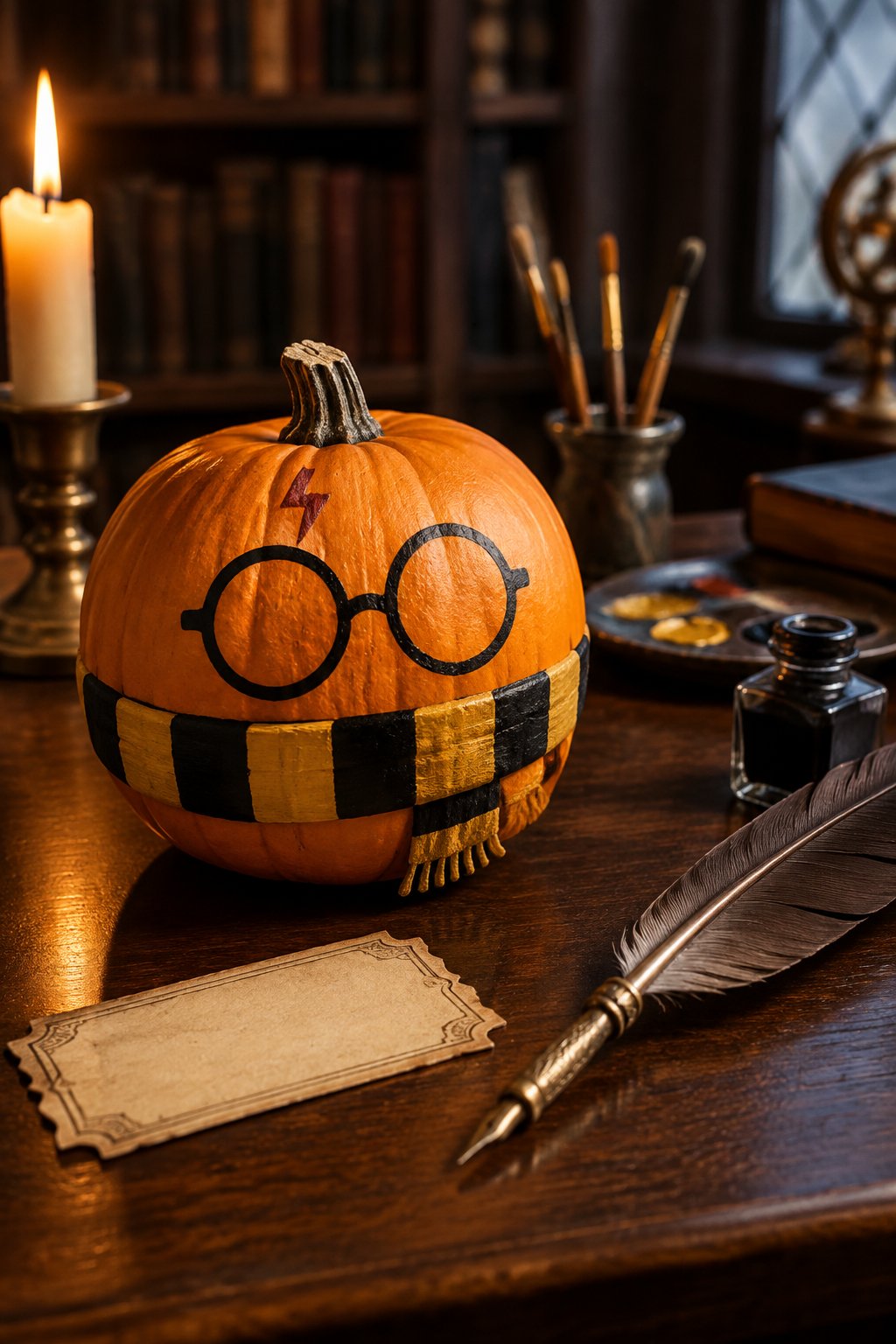 Ticket and Feather Quill - harry potter pumpkin painting