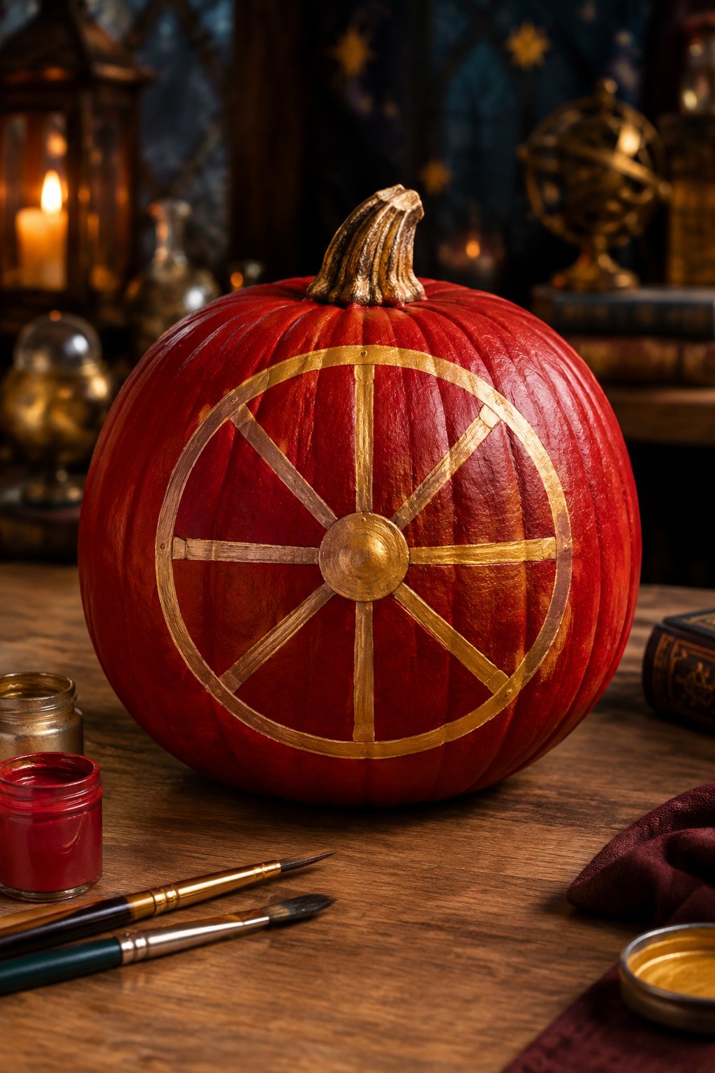 Scarlet Wheel Detail - harry potter pumpkin painting