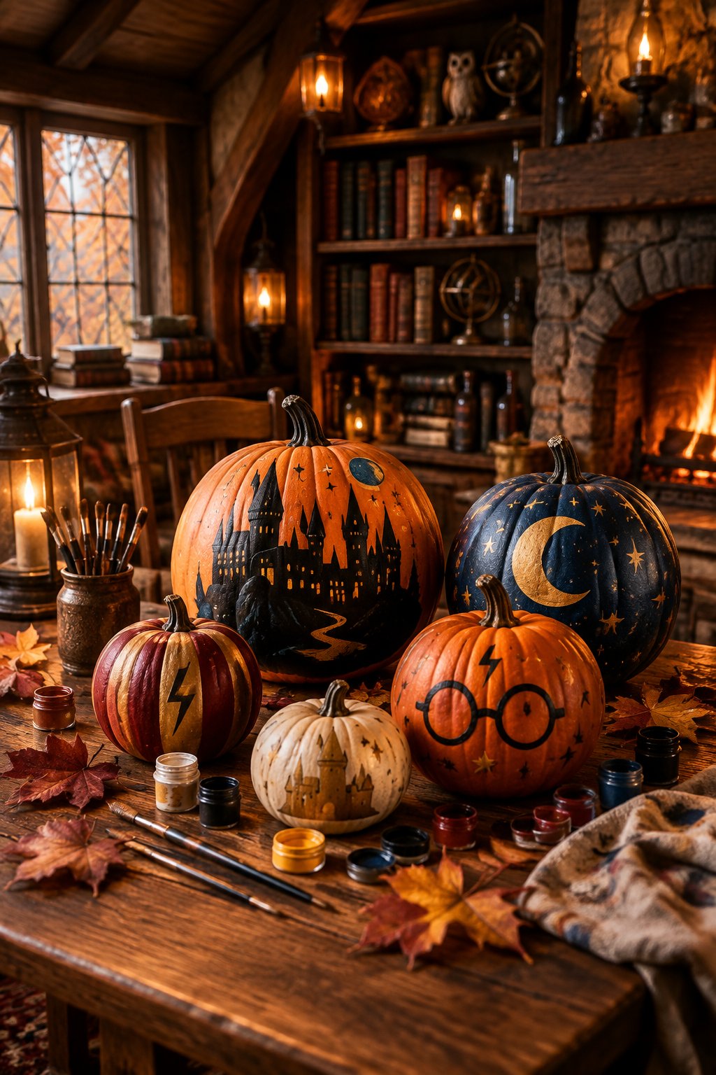 Cozy Hut Scene - harry potter pumpkin painting